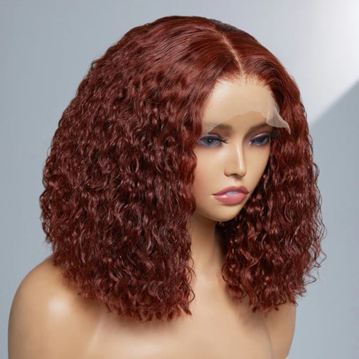 #33 Dark Auburn Color Short Bob Red Brown Wig 13x4/4x4 Bob Lace Frontal Wigs 150% Density