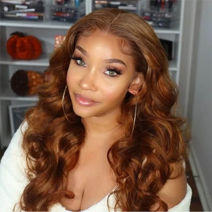 #30 Chestnut Brown Lace Front Wigs Body Wave Human Hair Fall Color Wigs For Women