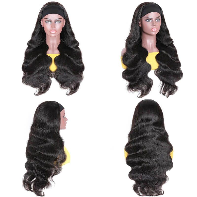 Body Wave Easy Install Put On & Go Headband Wig 150% Density Human Hair