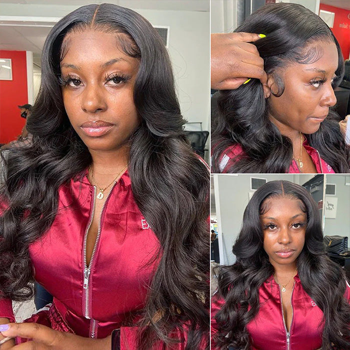 13X4 T Part Lace Front Wig Straight & Body Wave Pre Plucked Brazilian Virgin Human Hair Wigs