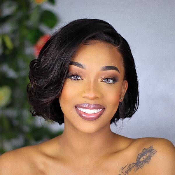 Short Cut Side Part Closure Lace Human Hair Wig