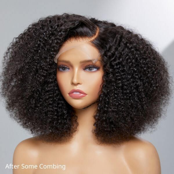 Classic Afro Curly Human Hair Glueless 5x5 Closure Lace Wig 200% Density