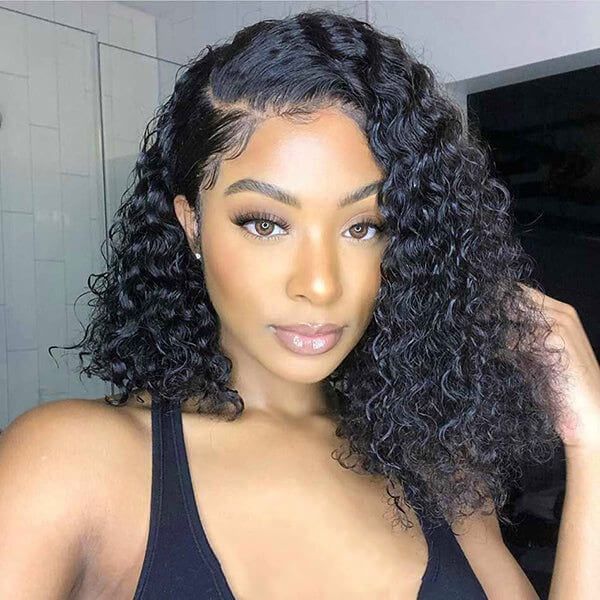 Deep Curly Side Part Human Hair Wig Undetectable 13x4 Lace Frontal Wig