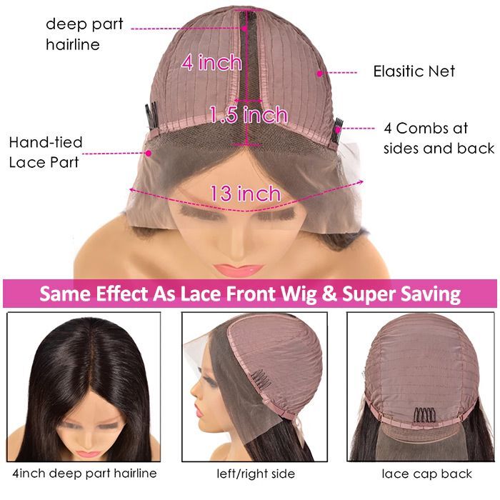 13X4 T Part Lace Front Wig Straight & Body Wave Pre Plucked Brazilian Virgin Human Hair Wigs