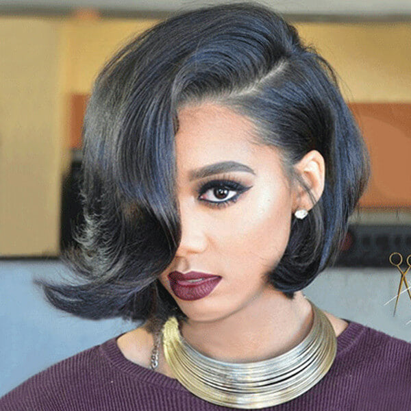 Anthony Cuts Short Asymmetrical Wavy Bob Natural Color Wig Human Hair