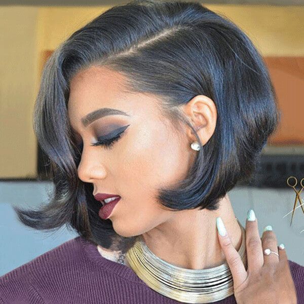 Anthony Cuts Short Asymmetrical Wavy Bob Natural Color Wig Human Hair