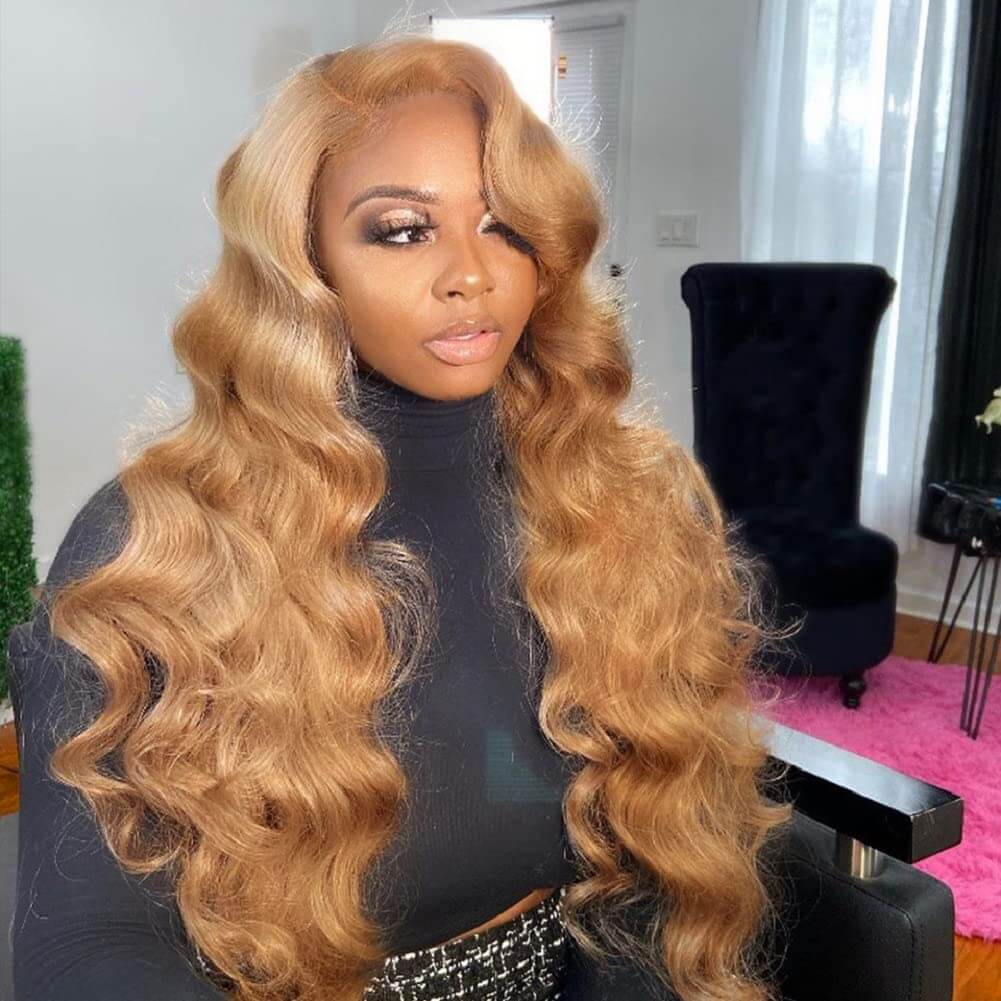 Body Wave #27 Colored HD Lace Human Hair Wigs For Women Honey Blonde 13*4 13*6 Lace Frontal Wigs