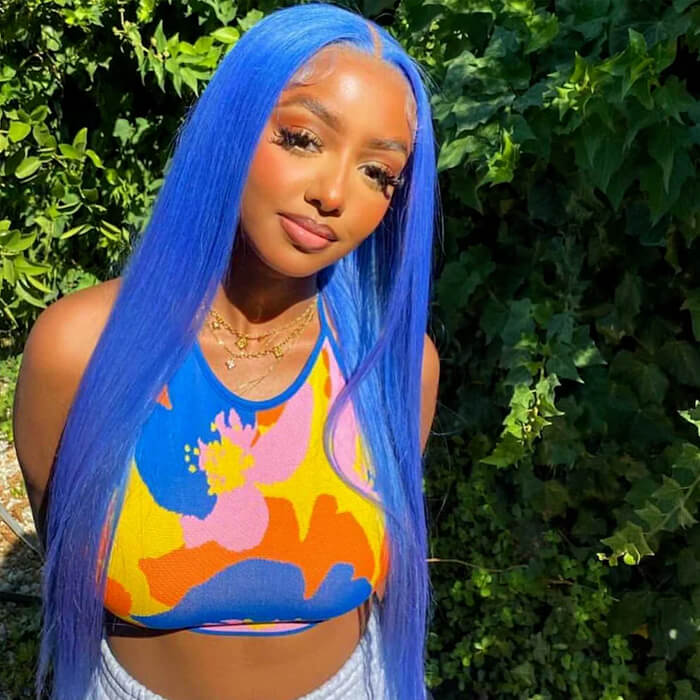 Shinning Blue Body Wave Wig HD  Lace Front Wig Human Hair