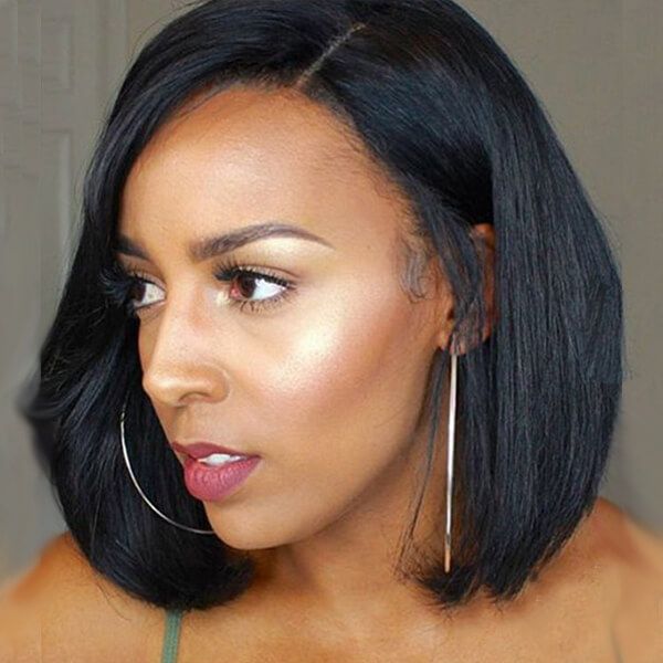 Bob with Side Swept Bangs 13x4 Lace Front Wig Human Hair