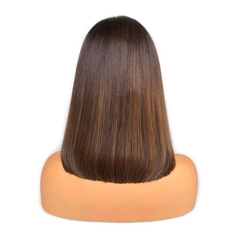 Bob Lace Wig Brown Highlights 13x4 Lace Front Wig Human Hair