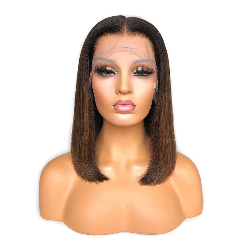 Bob Lace Wig Brown Highlights 13x4 Lace Front Wig Human Hair