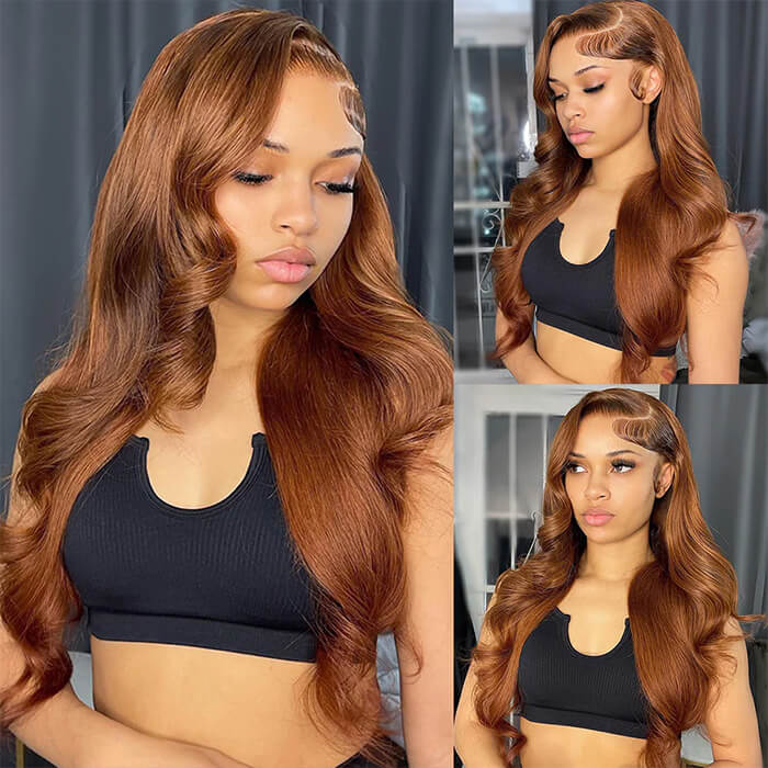 #30 Chestnut Brown Lace Front Wigs Body Wave Human Hair Fall Color Wigs For Women