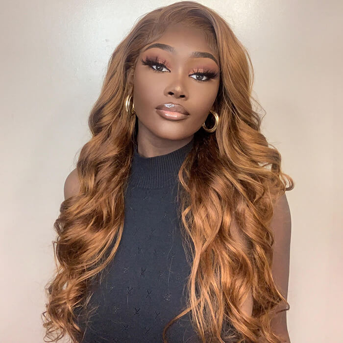 #30 Chestnut Brown Lace Front Wigs Body Wave Human Hair Fall Color Wigs For Women