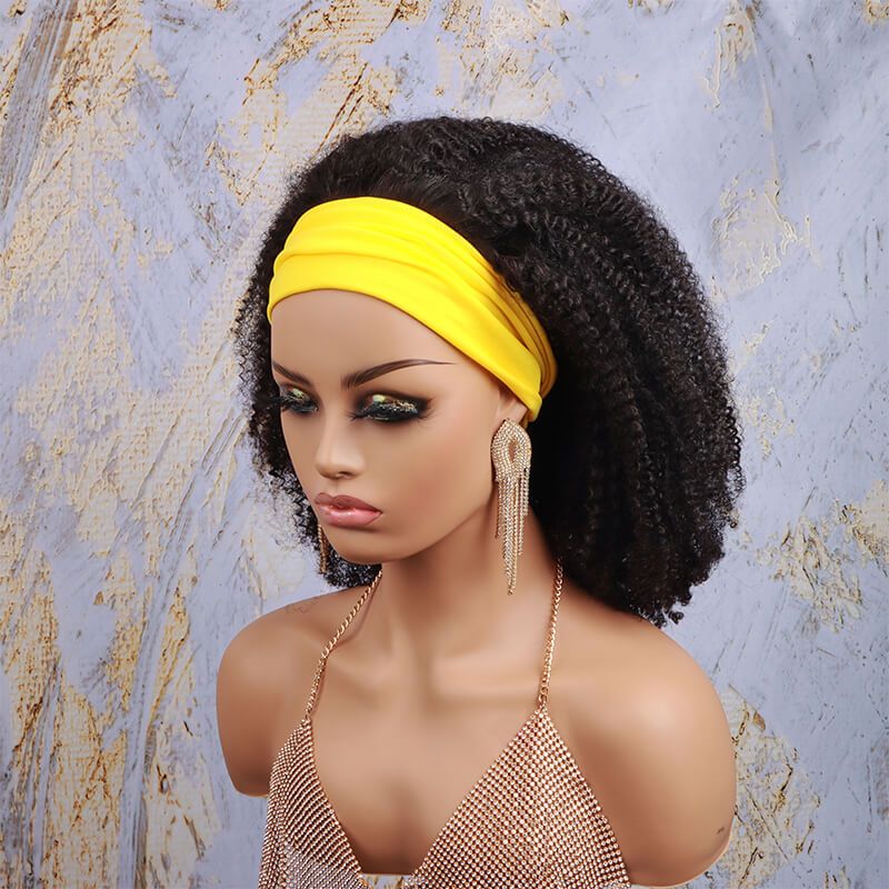African Kinky Curly Human Hair Easy Install Headband Wig