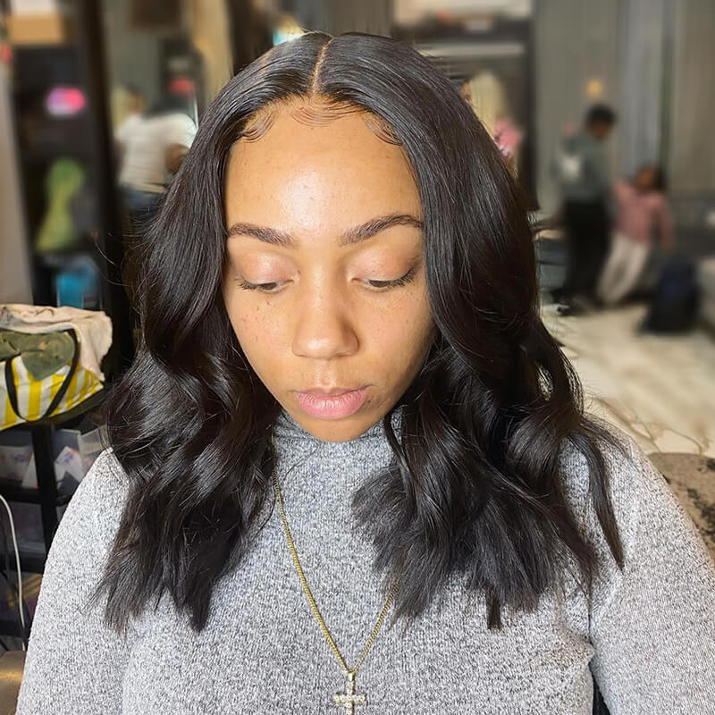 Long Bob Brazilian Human Hair 13x6 Lace Front Wig 150% Density Celebrity Style