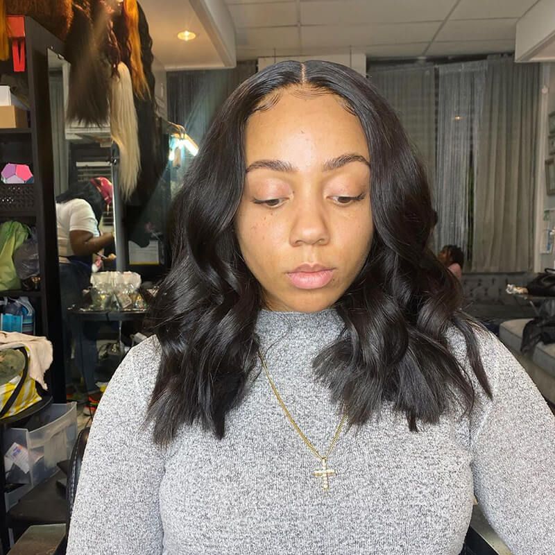 Long Bob Brazilian Human Hair 13x6 Lace Front Wig 150% Density Celebrity Style