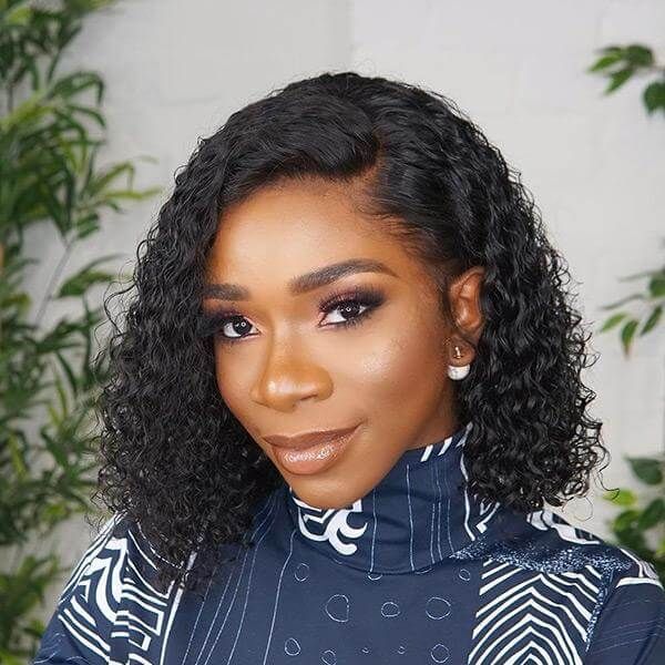 Short Curly Lace 150% Density 4x4 Closure Bob Wig Human Hair