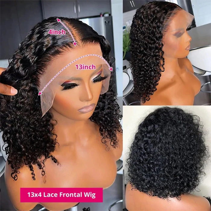 Curly Hair Short Bob Pre Plucked Glueless Lace Front Wigs 100% Human Hair Curly Bob Lace Front Wigs
