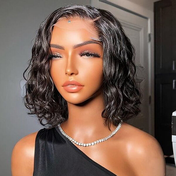 Short Bob Wave 13x4 Lace Front Wig 150% Density 100% Human Hair