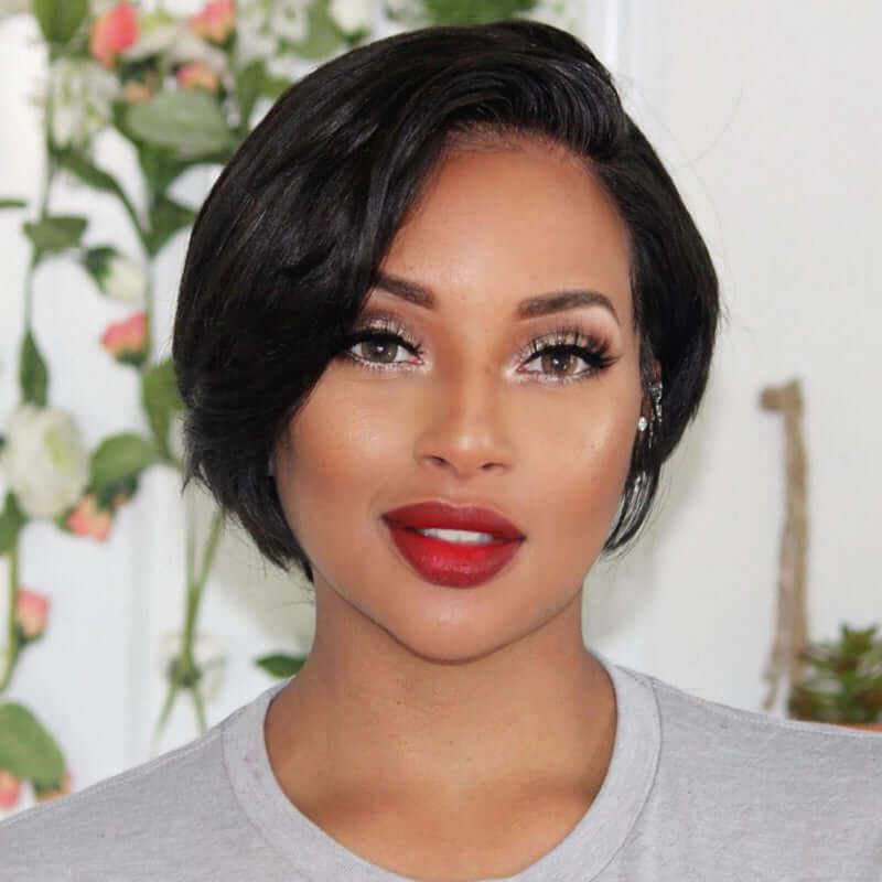 Short Pixie Cut Side Part Frontal Lace Human Hair Wig