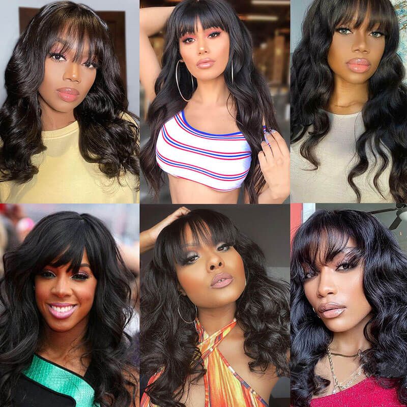 Short Cut Bob Wig With Bangs Wig 4x4 Lace Closure Lace Wig 100% Human Hair