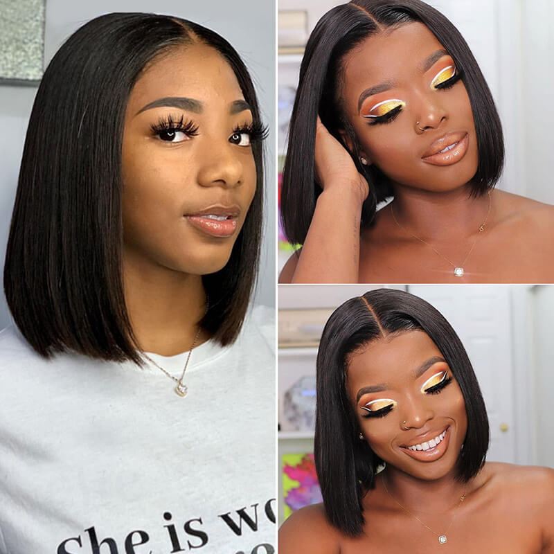 Bob Style Silky Straight Wig 13X6 Swiss Lace 180% Density Human Hair