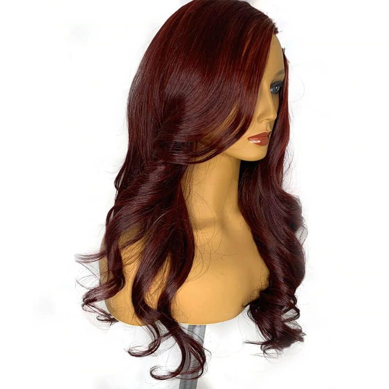 Body Wave Virgin Hair U-Part Wig 150% Density 99J# Color Human Hair Wig
