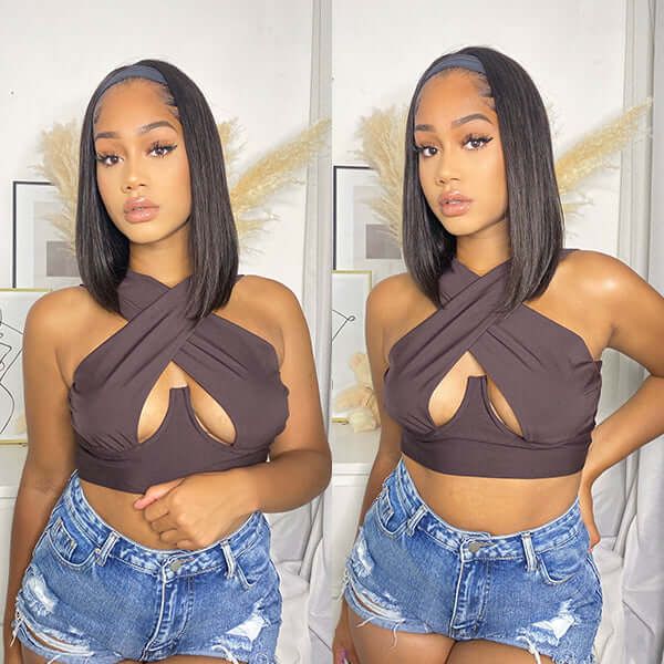 Affordable Headband Bob Wig Easy Install Headband Wig