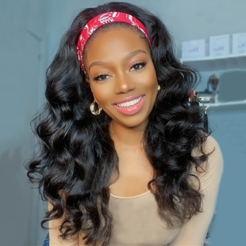 Elegant Body Wave Affordable Headband Wig Human Hair