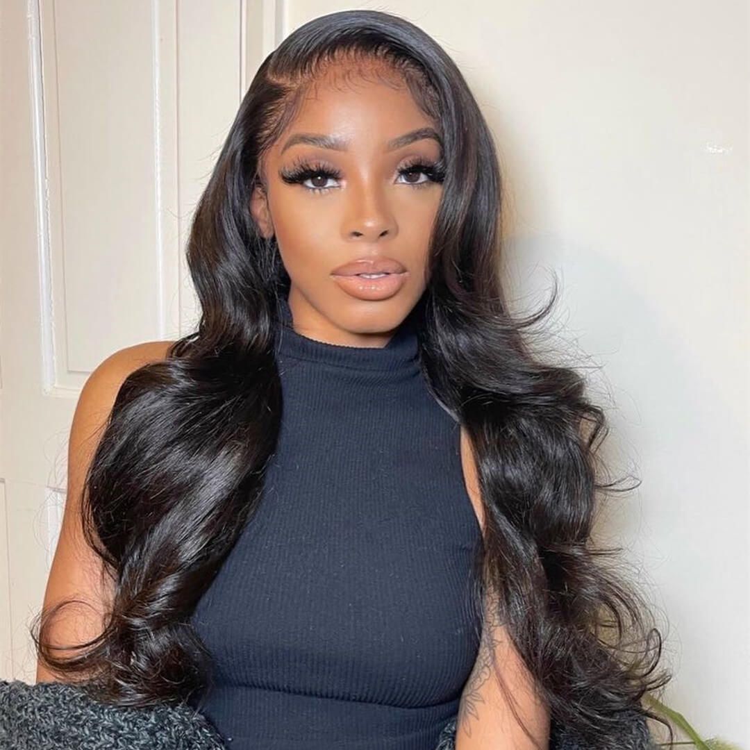 13x6 Swiss Lace Front Wig Body Wave Human Hair Pre Bleached 180% Density