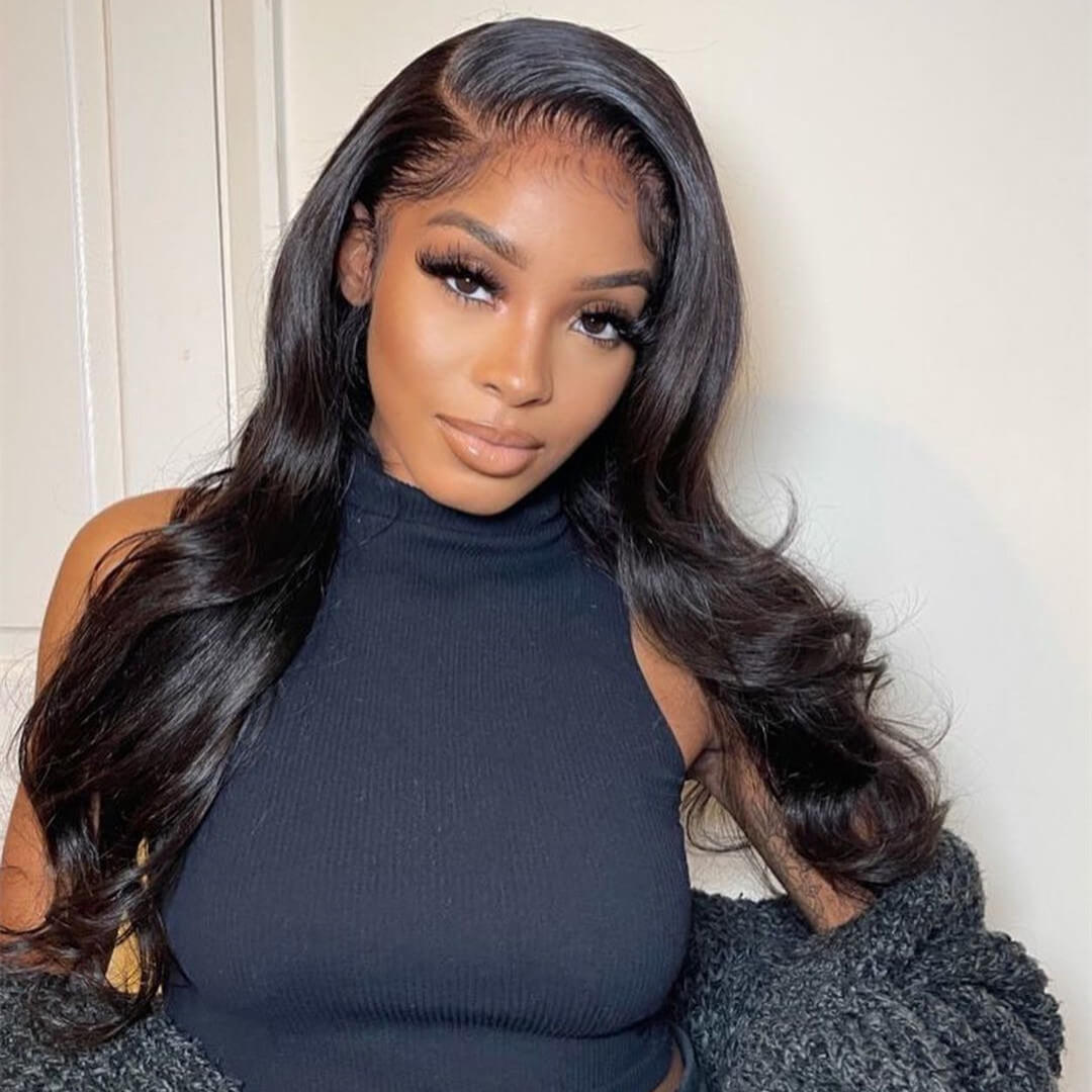 13x6 Swiss Lace Front Wig Body Wave Human Hair Pre Bleached 180% Density