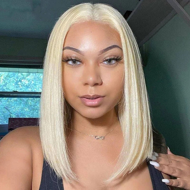 Bob Human Hair  Style 613 Blonde 13x4 Lace Front Wig 180% Density