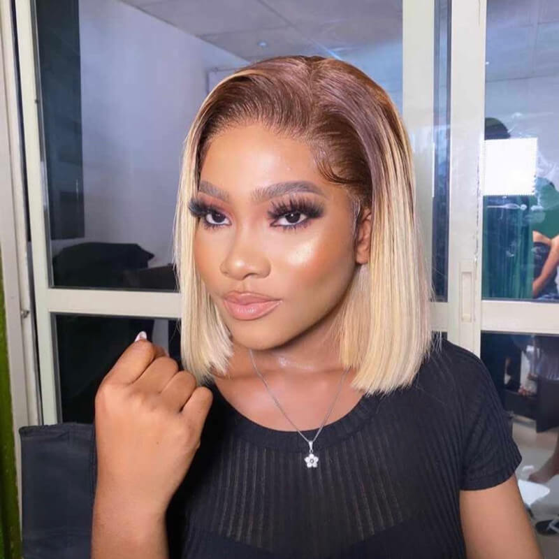 13x4 Lace Frontal Wigs Hair Blonde Bob Human Hair