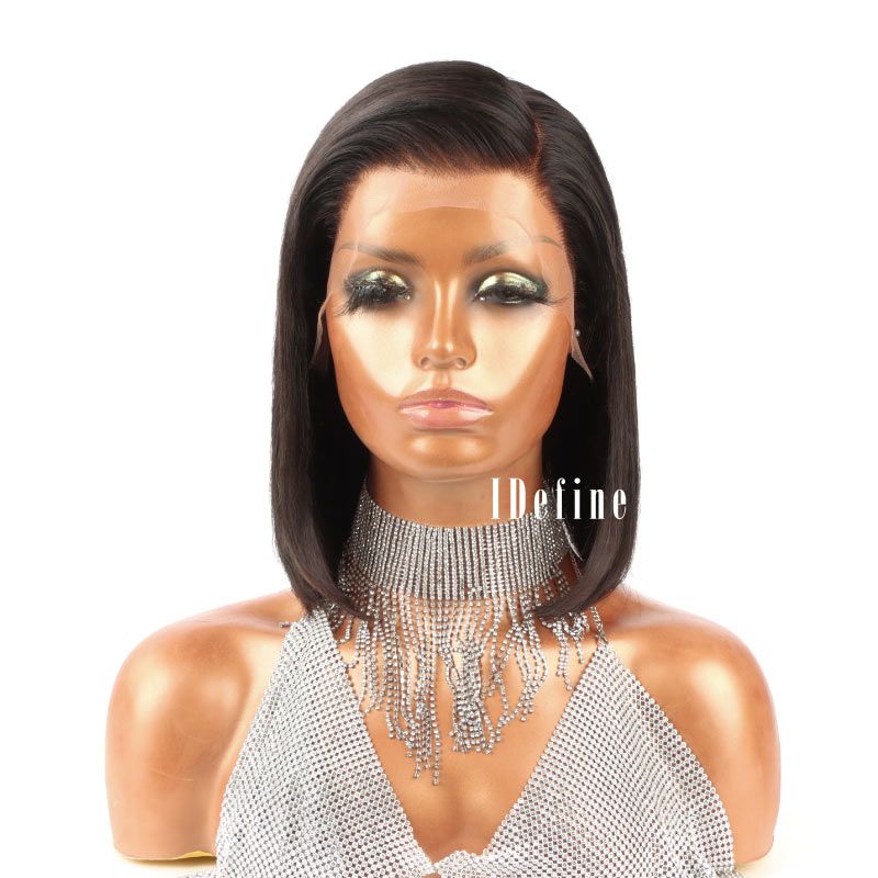 13x4 Swiss Lace Bob Lace Front Wig Silky Straight Human Hair 150% Density