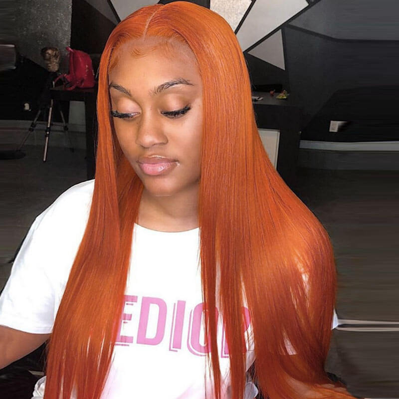 Glueless 13X6 Lace Wig 180% Density #350 Color Human Hair