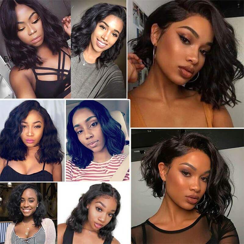 Body Wave Human Hair Bob Wigs Pre Plucked Hairline with Baby Hair 150% Density