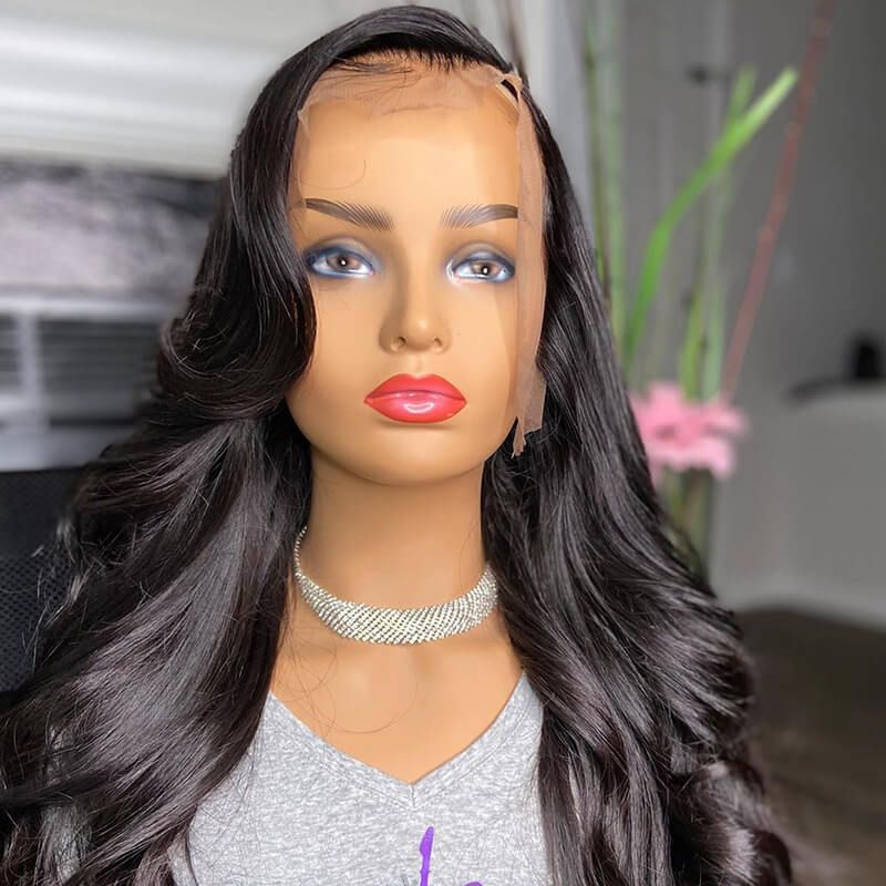 Body Wave Human Hair 360 Lace Frontal Wig 150% Density Natural Color Pre-Plucked