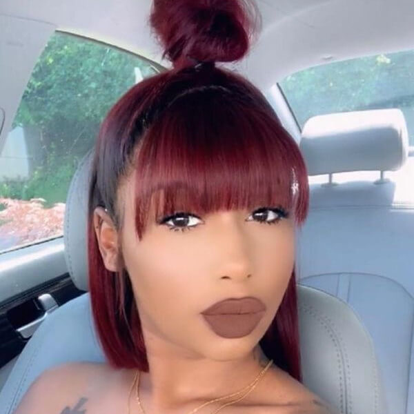 Bob 13x4 Burgundy Ombre Lace Front Wig With Bangs Human Hair
