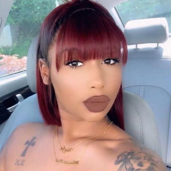 Bob 13x4 Burgundy Ombre Lace Front Wig With Bangs Human Hair