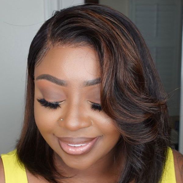 Bob Human Hair 13x4 Lace Frontal Wigs Hair Highlight Wavy Lace Wig