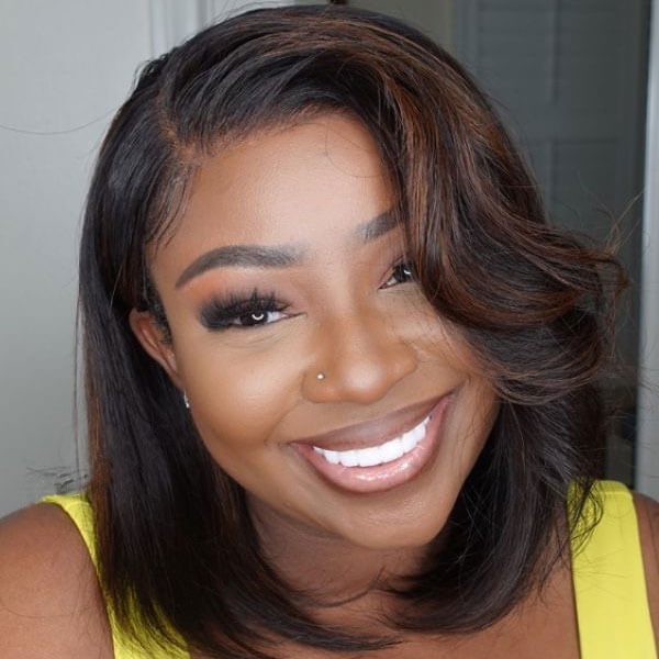 Bob Human Hair 13x4 Lace Frontal Wigs Hair Highlight Wavy Lace Wig