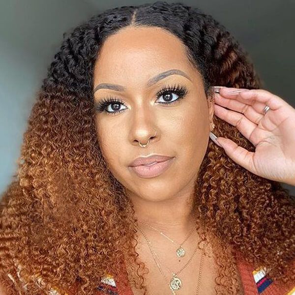 13X4 Lace Front Wig Human Hair Ombre Curly Lace Wig