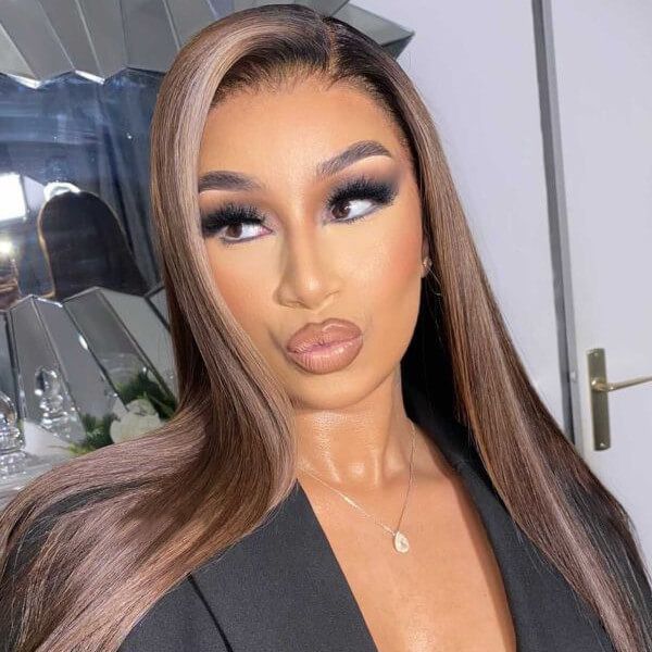 Invisible Swiss Lace Human Hair Blonde Highlight 13x4 Lace Front Wig