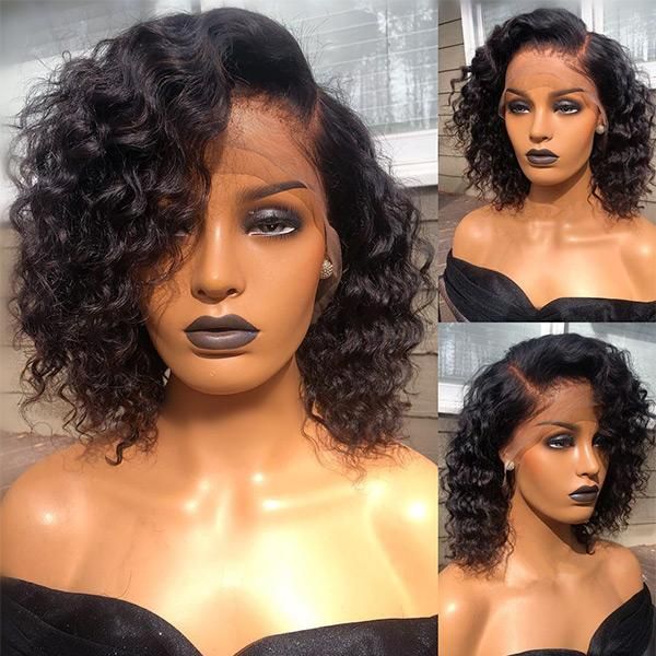 Premade Bob Princess Curly Glueless 150% Density 13X4 Lace Frontal Human Hair Wig