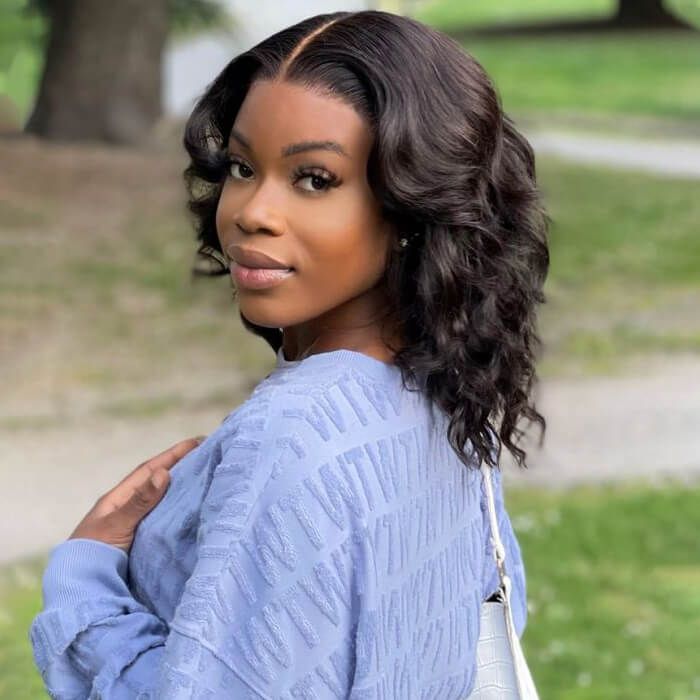 Wavy Wolf Cut with Curtain Bangs Lace Front Wig Human Hair