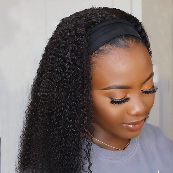 Curl Affordable Headband Wig Human Hair Curly Wig