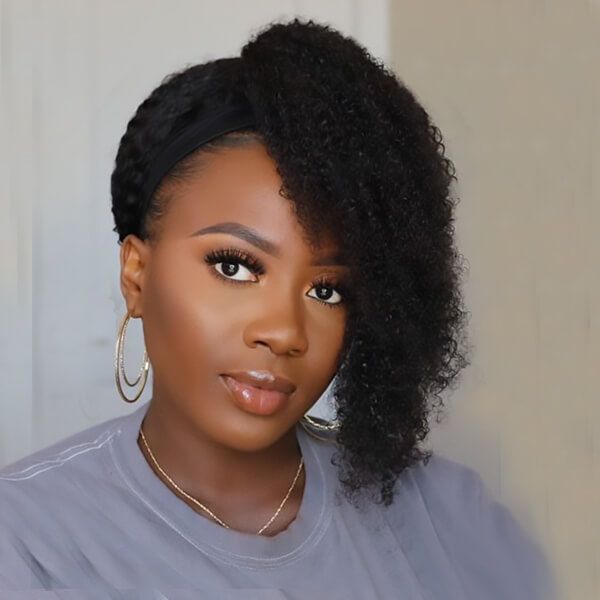 Curl Affordable Headband Wig Human Hair Curly Wig