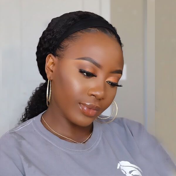 Curl Affordable Headband Wig Human Hair Curly Wig