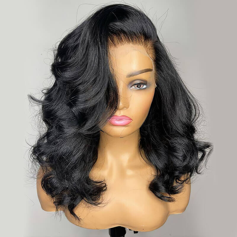 Body Wave Shoulder Length Wig Glueless 13x4 Lace Front Wig Human Hair