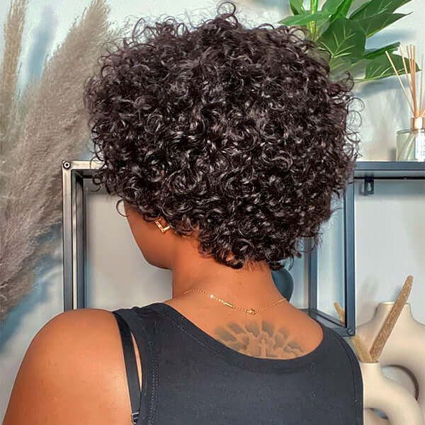 Affordable Glueless Bouncy Curly Wig with Short Bangs 100% Human Hair